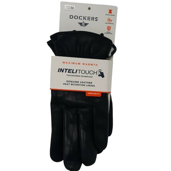 InteliTouch Dockers Brand Winter Genuine Leather Gloves - Mens - Size Medium - Picture 1 of 1